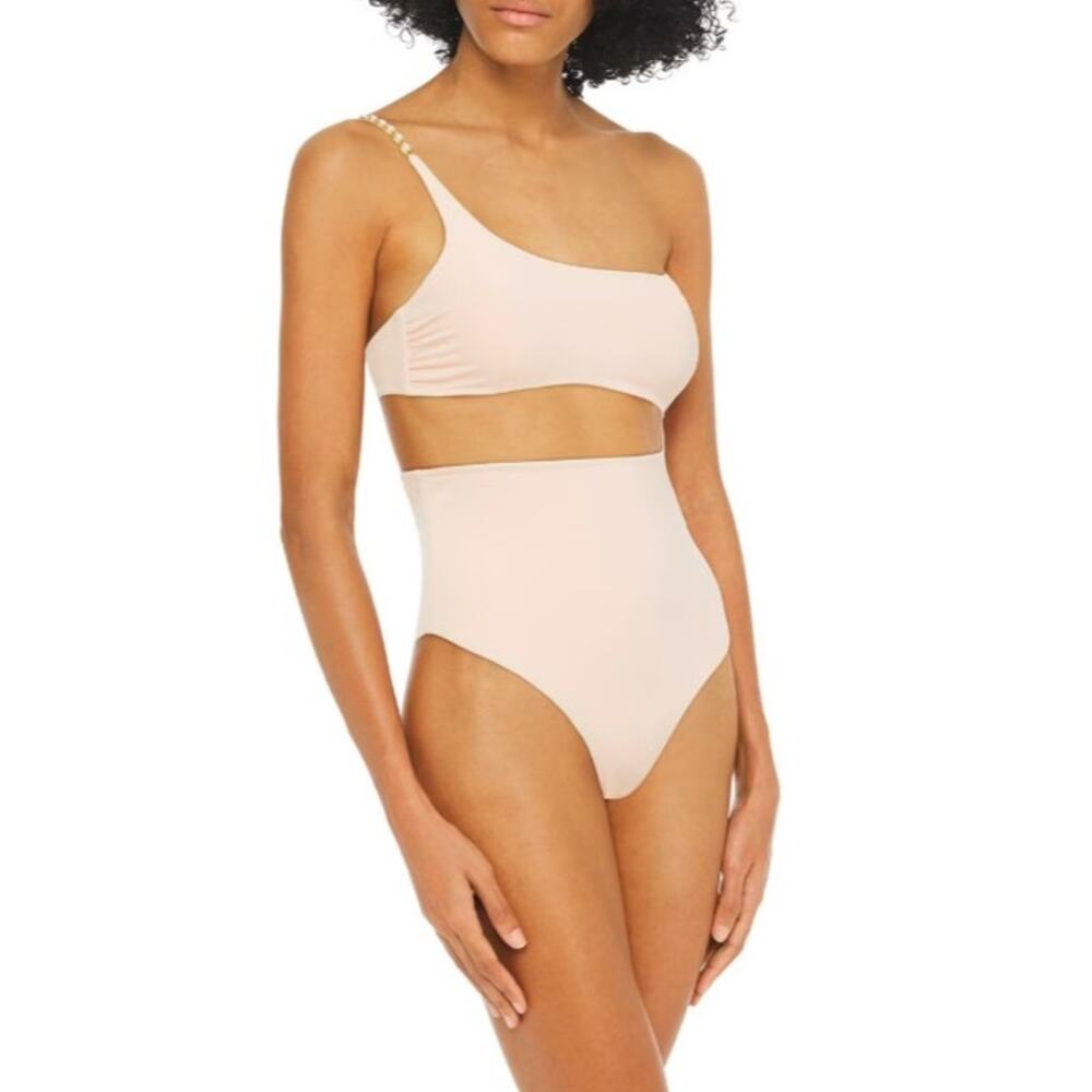 NWT Stella McCartney Sherbet Cut Out Pearl Accent One Piece Swimsuit Medium
